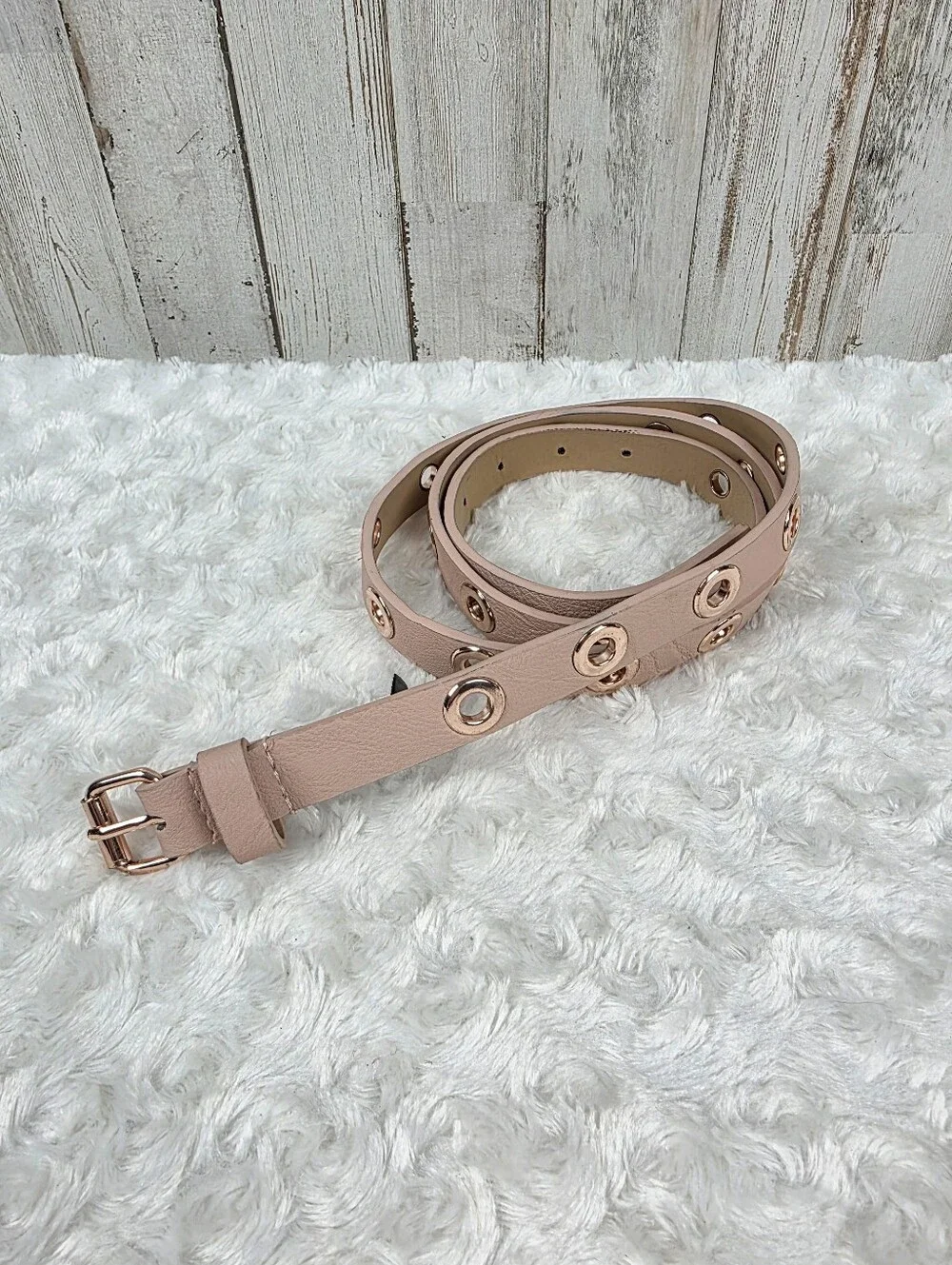 Women's Pink Grommet Detail Leather Belt